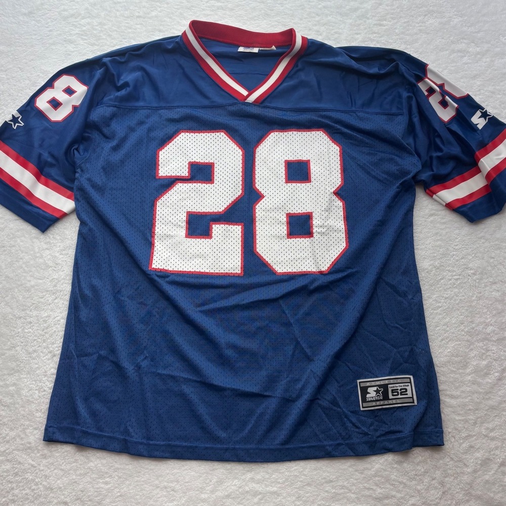 Vintage 1995 Starter NY Giants Tyrone Wheatley 28 Jersey XL Blue Football Mesh
